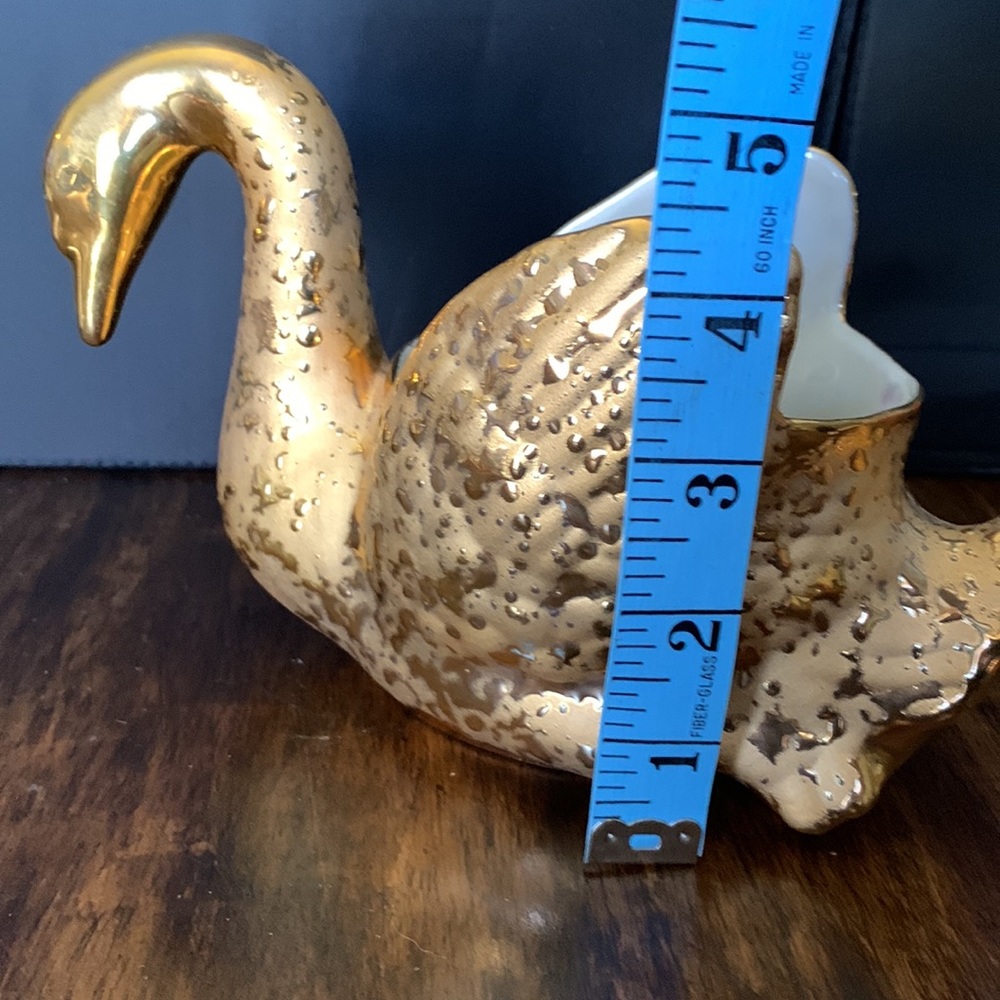 22k Gold Dip Swan Planter Pot Dish Centerpiece by Bel-Terr China EUC - Picture 8 of 9
